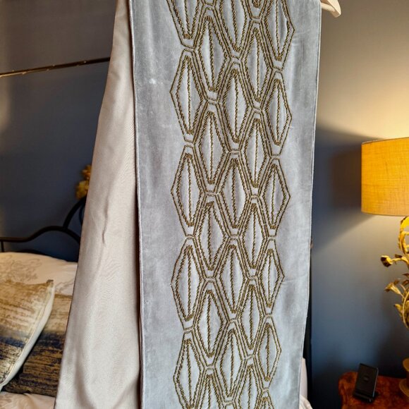 Velvet Taupe with Bronze Beading Table Runner - Picture 6 of 6